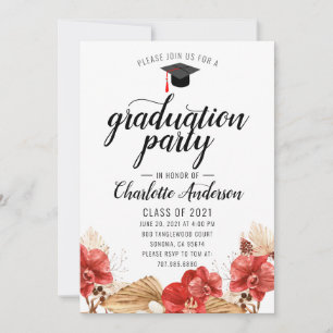 Invitación floral de acuarela de fiesta de graduac