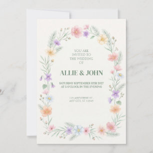 Invitación floral de acuarela de flores silvestres