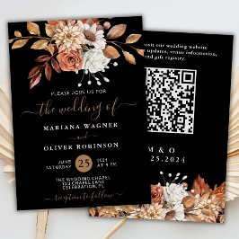 Invitación Floral de acuarela de otoño sobre Boda de código Q