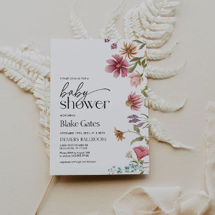 Invitación Floral de acuarela invitativa de Baby Shower