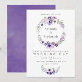 Invitación floral de acuarela para boda de violeta