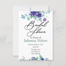 Invitación floral de acuarela púrpura