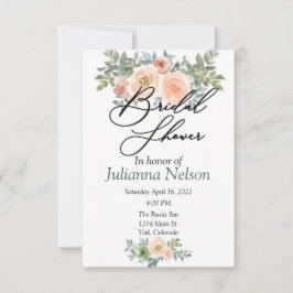 Invitación floral de acuarela rosa y verde