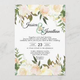 Invitación Floral de agua Rubor Boda de marfil rosa