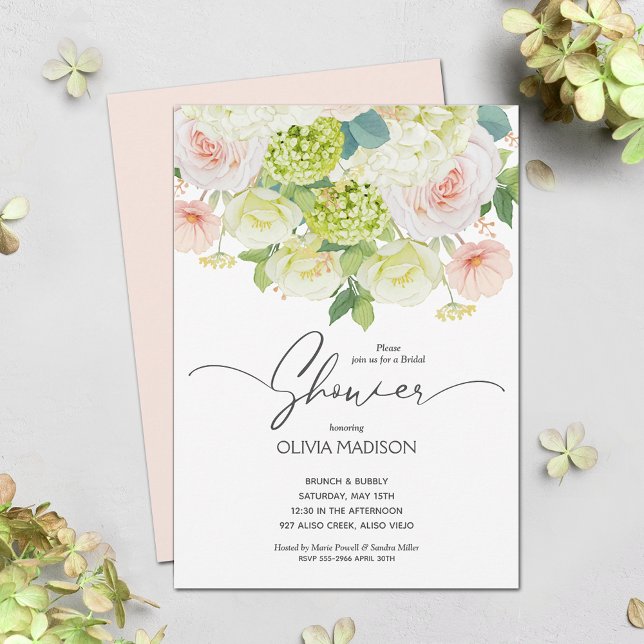 Invitación Floral de agua Rubor ducha de novia rosa (Subido por el creador)