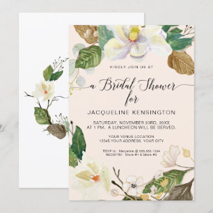 Invitación Floral de agua suave Boho Foliage Ducha de novia