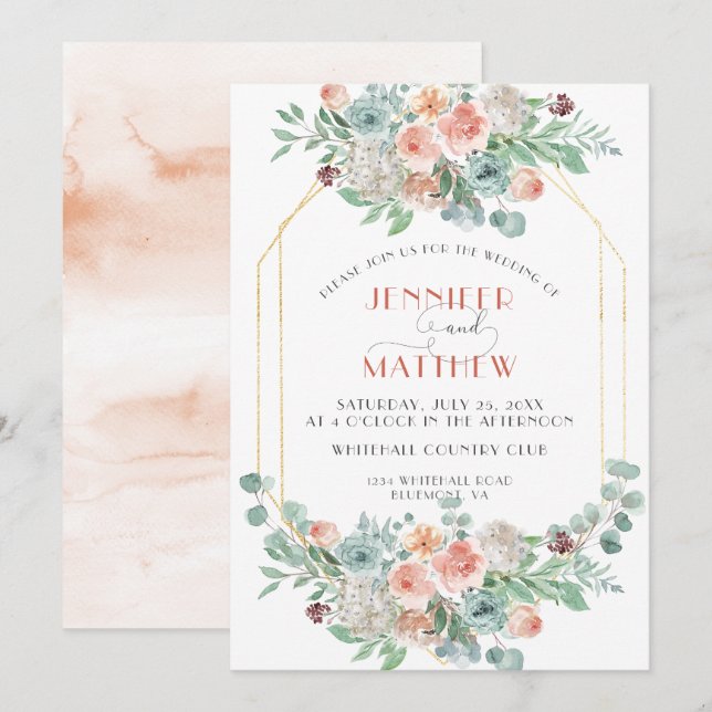 Invitación Floral de albaricoques en floración | (Anverso / Reverso)