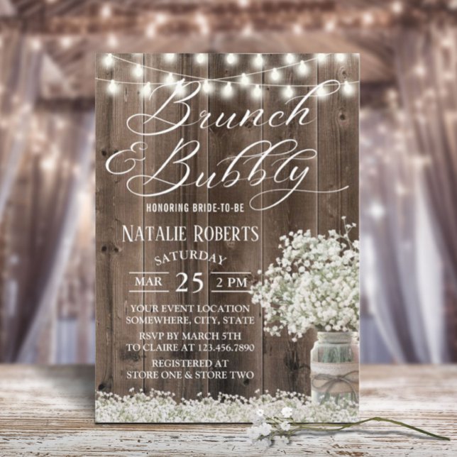 Invitación Floral de aliento de los bebés rusos Mason Jar Bri (Subido por el creador)