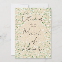 Invitación Floral de aliento para el bebé será mi empleada de