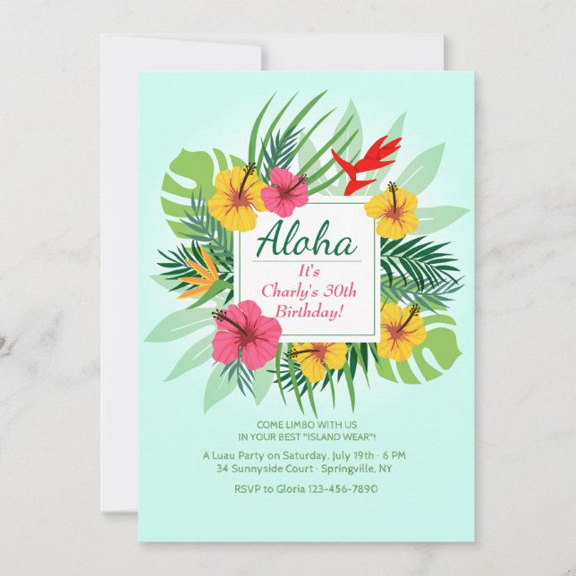 Invitación floral de Aloha (Anverso)