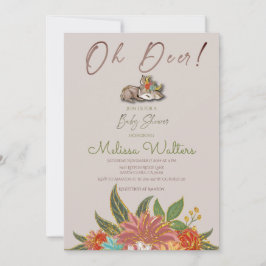 Invitación Floral de animales salvajes de bosque de venados d