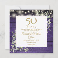 Invitación floral de aniversario número 50 con luc