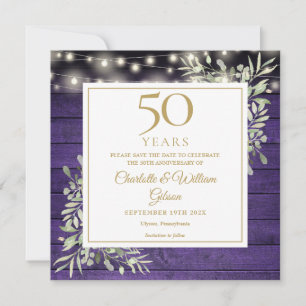 Invitación floral de aniversario número 50 con luc