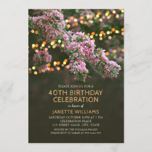 Invitación Floral de árbol ilumina la floral rústica 40 cumpl