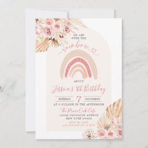 Invitación Floral De Arco Boho Estamos En El Cumpleaños Del A