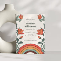 Floral de arcoiris retro bohemio Ducha de novia ún