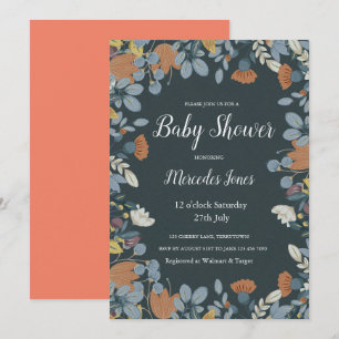 Invitación Floral de arte folclórico nórdico
