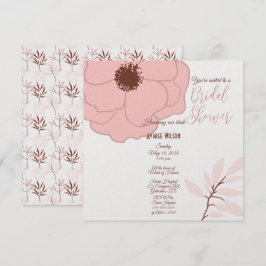 Invitación Floral de arte folclórico rosa y rojizo