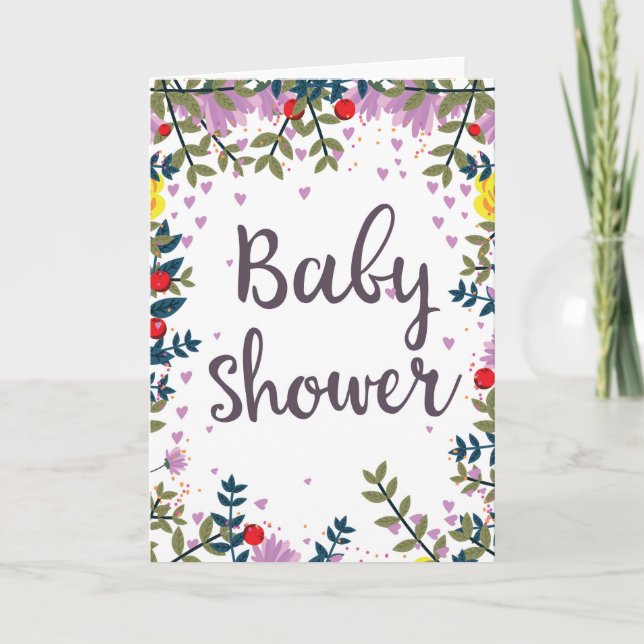 Invitación floral de Baby Shower (Anverso)