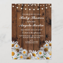 Invitación floral de Baby Shower Daisy Wood Rustic