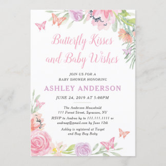 Invitación floral de Baby Shower de la mariposa