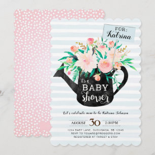 Invitación floral de Baby Shower de la regadera