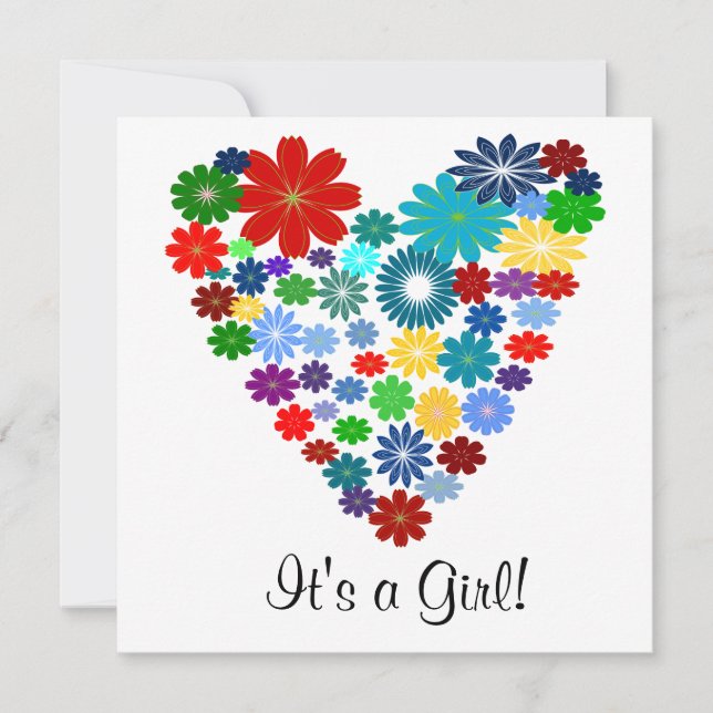 Invitación floral de Baby Shower del corazón del (Anverso)