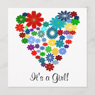 Invitación floral de Baby Shower del corazón del