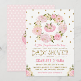 Invitación floral de Baby Shower del rosa y de la