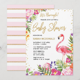 Invitación floral de Baby Shower Flamingo tropical