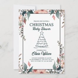 Invitación floral de Baby Shower Invitación rosa b