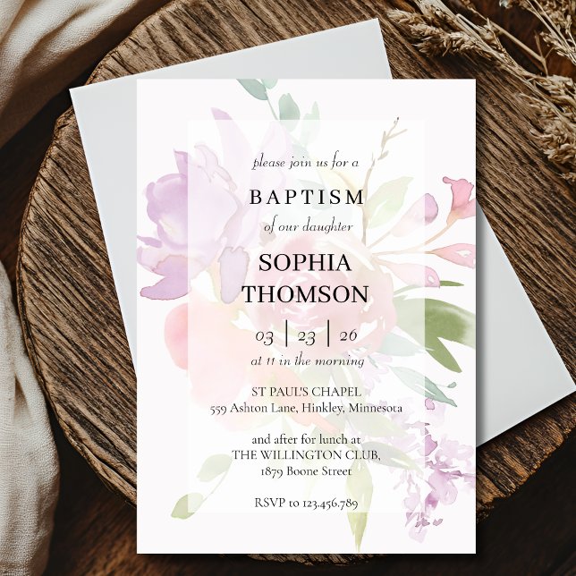 Invitación floral de bautizo (Subido por el creador)