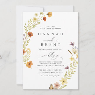 Invitación floral de boda boho