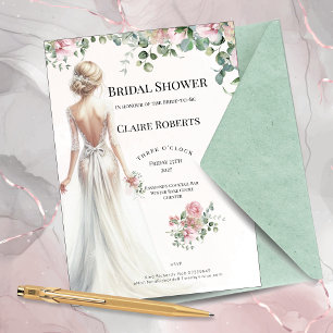 Invitación floral de boda con sombra