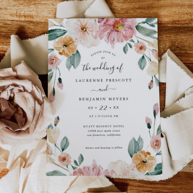 Invitación floral de boda con suave floración Anun (Subido por el creador)