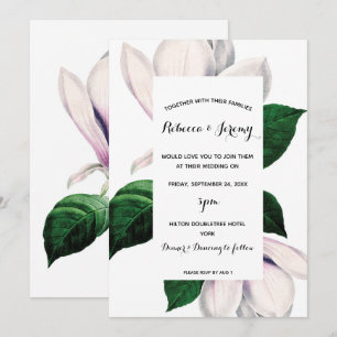 invitación floral de boda vintage magnolia