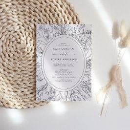 invitación floral de bodas moderna esbozada