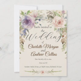 Invitación floral de bodas pintada
