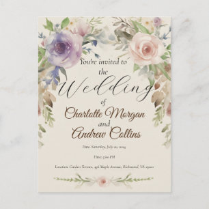 Invitación floral de bodas pintada