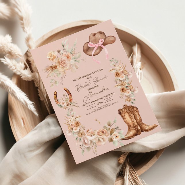 Invitación Floral de Boho rosa ducha de novia occidental (Subido por el creador)