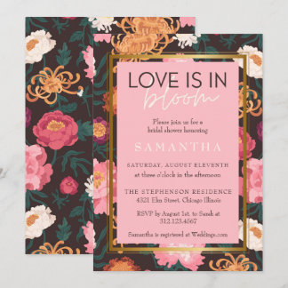 Invitación Floral de Boho rosa y marrón en la ducha Brida