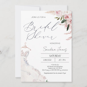 Invitación Floral de Boho y ducha de novia de vestir
