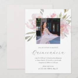 Invitación Floral de bonito 15 años cumpleaños foto de Quince