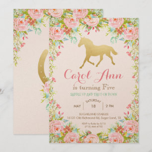INVITACIÓN FLORAL DE CABALLO PARA CUALQUIER EDAD/E