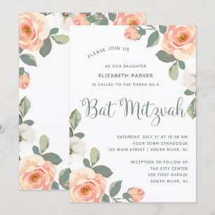 Invitación Floral de cada Bonito  Bat Mitzvah