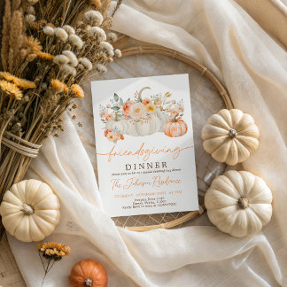 Invitación Floral de Calabaza Blanca para Friendsg