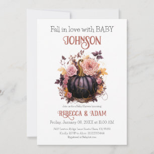 Invitación Floral de calabaza negra se enamora de Baby Shower