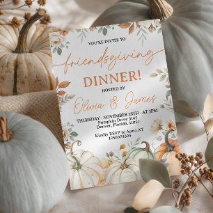 Invitación floral de calabaza para Friendsgiving