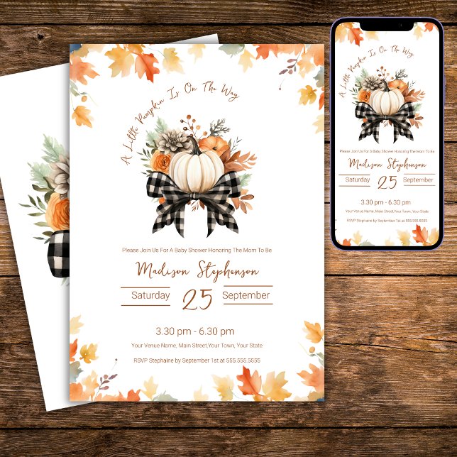 Invitación Floral de calabaza pequeña Baby Shower y tostado d (Subido por el creador)