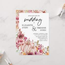 Invitación floral de calabaza rosa de borgoña de o